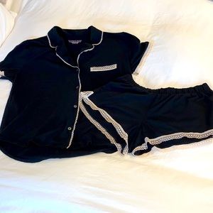 Victoria's Secret Black Pajama Set with White Trim